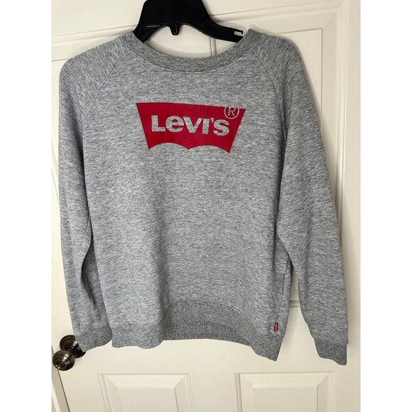 Levis Gray Crewneck Lightweight Sweatshirt With Red Logo Size Small Made Of Soft - Picture 5 of 8